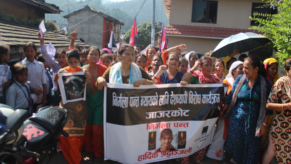 निर्मला पन्त हत्या प्रकरण : कारवाहीको माग गर्दै जाजरकोटमा प्रदर्शन