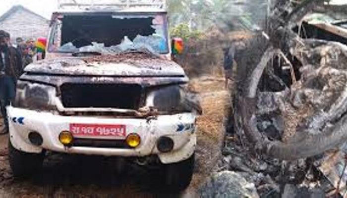 अज्ञात समूहद्वारा पिकअप भ्यानमा आगजनी